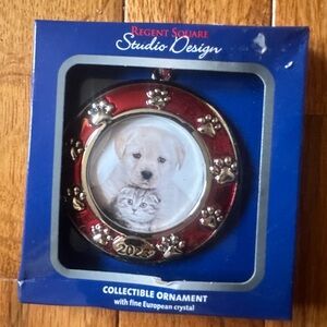 DOG/CAT Ornament By Regent Square Studio Design European Crystal Christmas Cameo